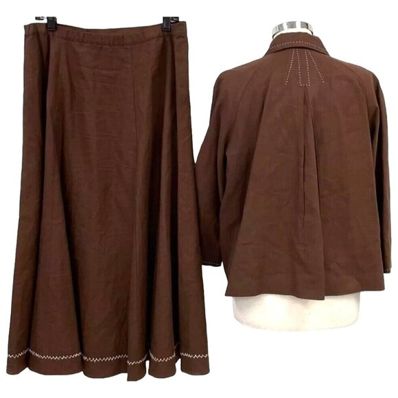 Coldwater Creek 2 piece Midi Skirt Linen Set Jacket Seperates Mixed Size L / XL - Picture 2 of 12